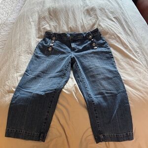 Talbots Dark Blue Cropped Sailor-Button Jeans